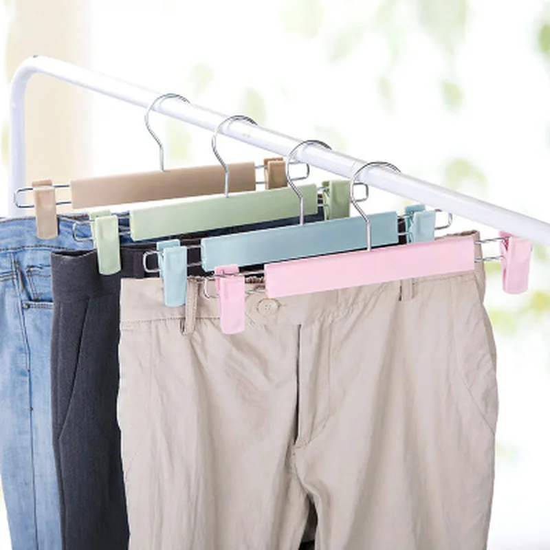 Домашний минималистичный стиль 10 шт./лот, регулируемая пластиковая вешалка для брюк и юбок с зажимами, Многофункциональная вешалка для одежды