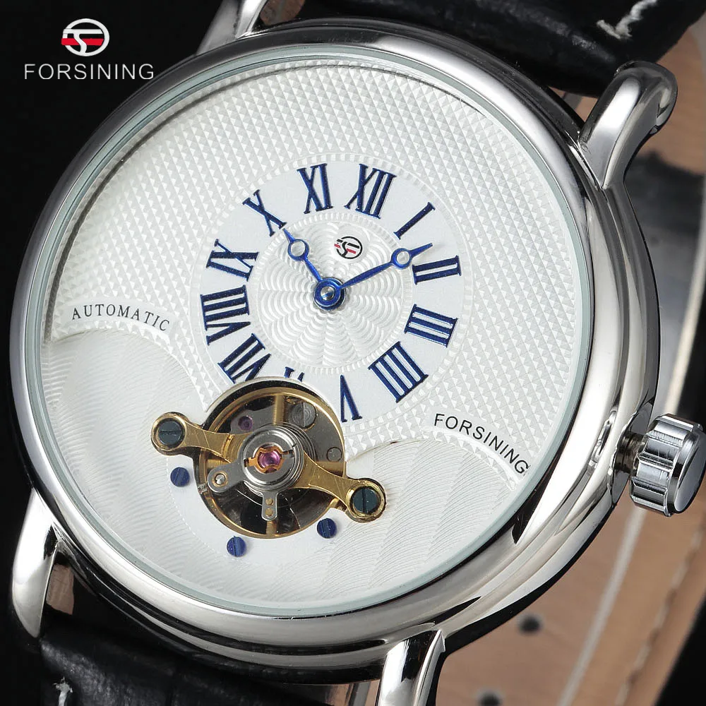 FORSINING Small Rome Dial Genuine Leather Strap Automatic Watch Waterproof Men Luxury Tourbillon Mechanical Watches Montre