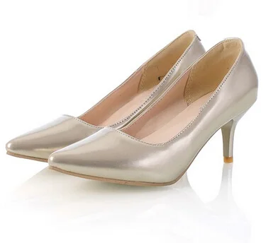 Бренд "Qin kuan" модные женские туфли с острым носком Лакированная кожа женские туфли на высоком каблуке женские туфли-лодочки размера плюс 31-43 и выше, женская тонкая обувь на шпильках - Цвет: Gold