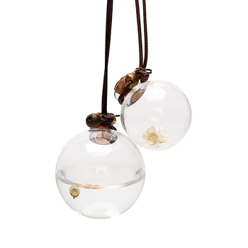

LEEPEE Car Perfume Bottle Air Freshener Empty Hanging Bottle Auto Ornament for Essential Oils with Flower Perfume Pendant