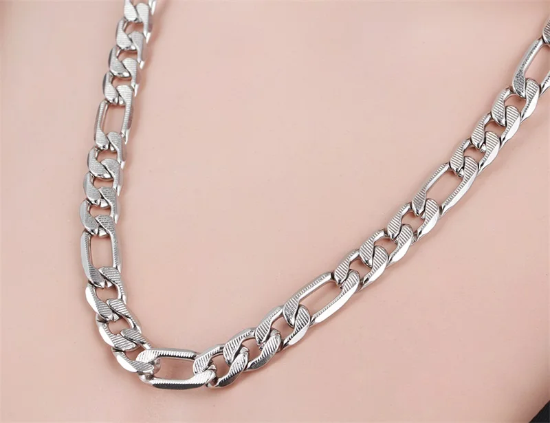 304L Stainless Steel Carve Figaro Chain Long Necklace Men Jewelry Wholesale Link Chain Men Necklace 50cm 60cm 70c Collares Kolye