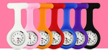 

by dhl 500pcs high quality Nurses Watches Doctor portable Watch Silicone Batteries Quartz with Clip clock
