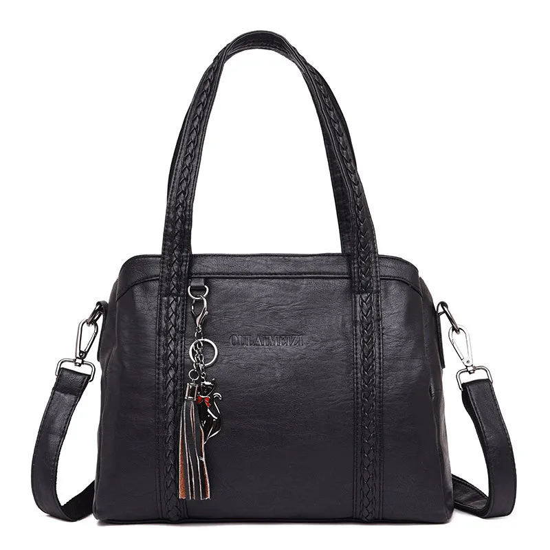 Роскошные сумки, женские сумки, дизайнерские кожаные сумки, женская сумка на плечо, винтажная женская сумка через плечо, сумка-мессенджер, женская сумка - Цвет: BLACK
