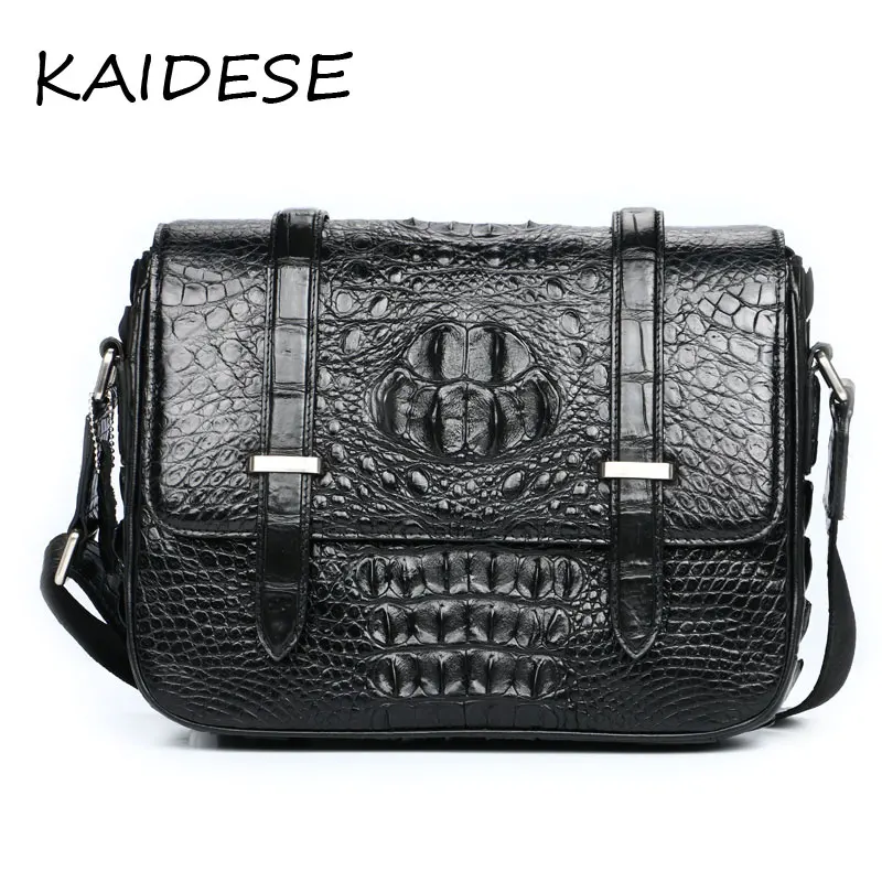 

KAIDESE 2017 Leather Men's casual bags, high quality crocodile leather satchel bulk single shoulder bag
