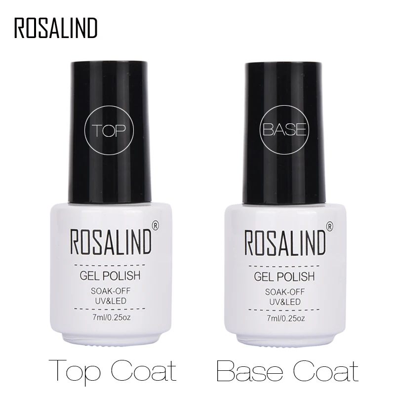Rosalind 7 мл набор топ и база пальто гель лак для ногтей с длительный Блестящий уплотнение Маникюр Soak off Top база грунтовка для ногтей - изображение