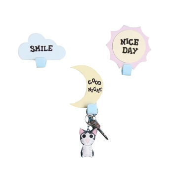 

Nature Cartoon Weather Hooks Home Decor Wall Decor Coat Keys Bags Clothes Hooks Hanging Hook Moon Stars Hooks