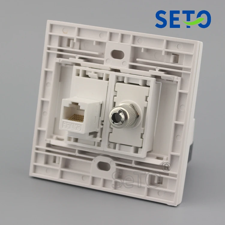 

SeTo 86 Type RJ45 Cat5e Network Lan + TV Connector Wall Plate Socket Keystone Faceplate
