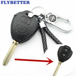 Flybetter Пояса из натуральной кожи ключ чехол для Toyota Avensis/Avalon/Hilux/RAV4/Corolla/camry/Tarago /Prado автомобиля styliny (b) l2035