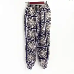 2018 Новый Для женщин фонари брюки с модным принтом Таиланд индийский богемный эластичный низкой талией свободные летние штаны для