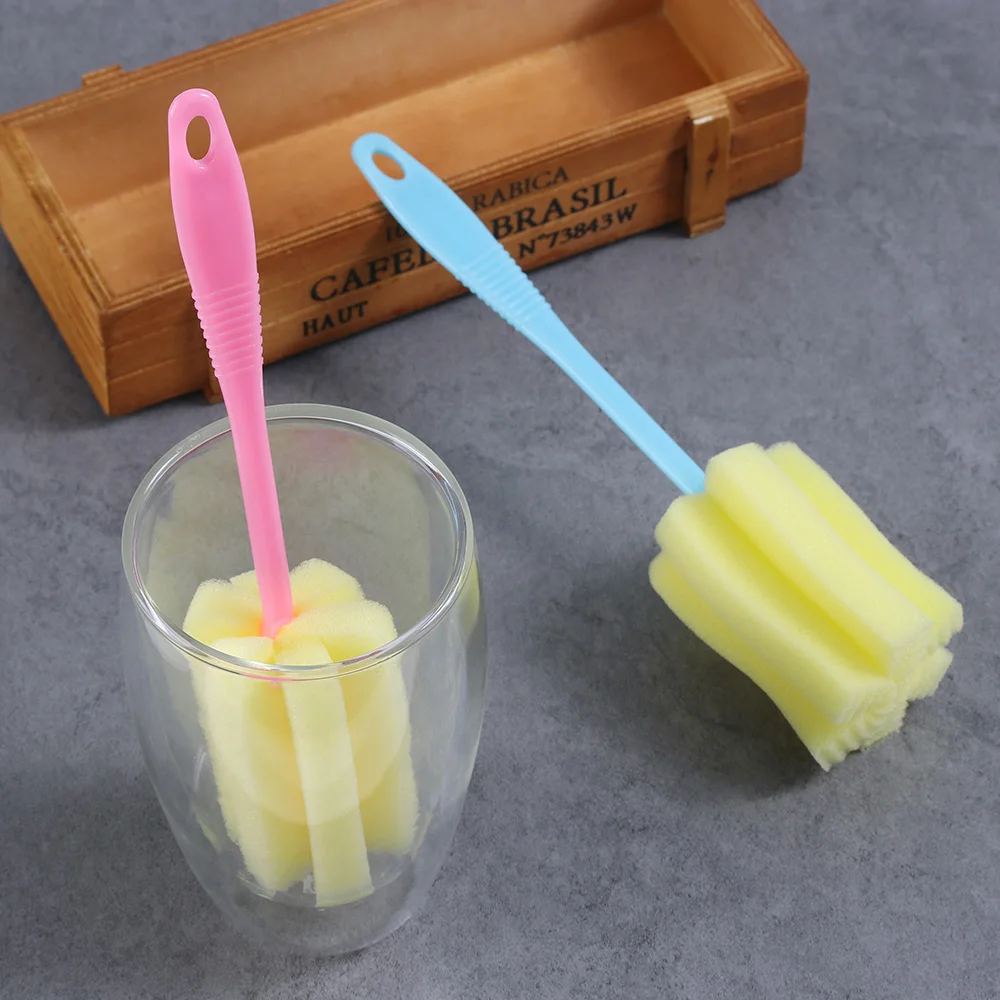 1Pcs Random Convenient Soft Sponge Handle Glass Bottle Cup Mug Cleaner