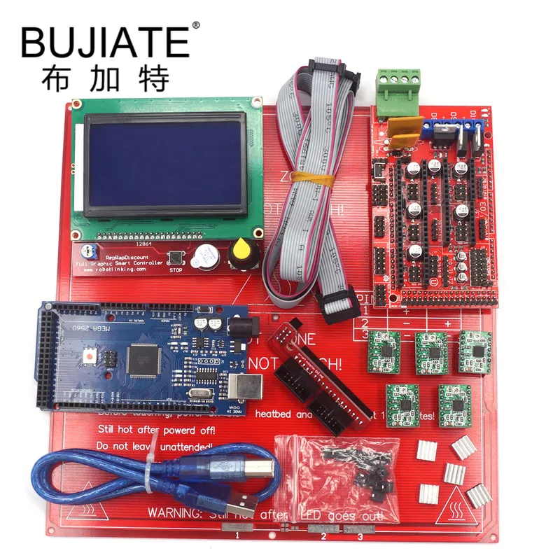 

Motherboard Set Mega 2560 R3 PCB Heatbed MK2B RAMPS 1.4 Controller Board A4988 Stepper Driver Module Part 3D Printers Kit Parts