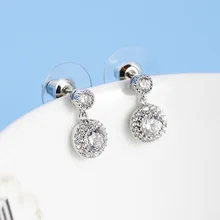 Мода темперамент S925 сереьряные серьги гвоздики для женщин, Для женщин простой после висячие серьги из циркона ювелирные изделия Brincos Bijoux(украшения своими руками) H3401