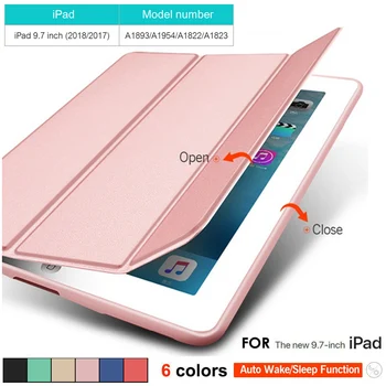 

Case for iPad 9.7 inch 2017 2018 Release model A1822 A1823 A1893 A1954 Soft silicone bottom+PU Leather Smart Cover Auto Sleep