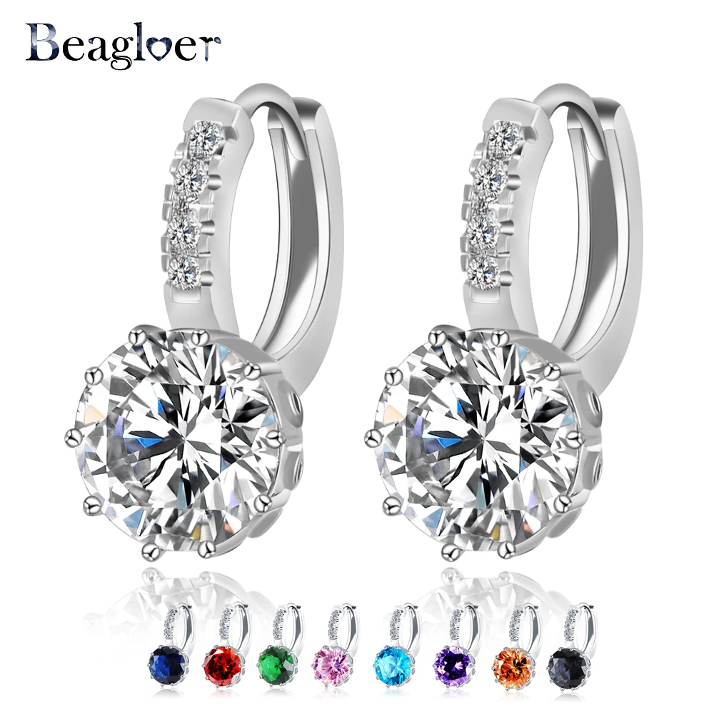 Beagloer бренд сережки-гвоздики большие продажи серебра Цвет микро декор ясно