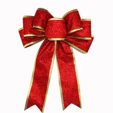 Geinne красный, серебряный, золотой, блестящий, золотой лук порошок, Рождественская лента, галстук-бабочка, украшения для новогодней елки