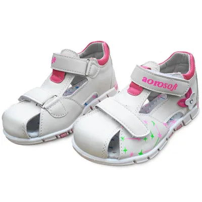 Модные детские ортопедические сандалии с цветами из искусственной кожи; 1 пара; обувь для поддержки стопы; детская обувь на мягкой подошве для маленьких девочек - Цвет: white
