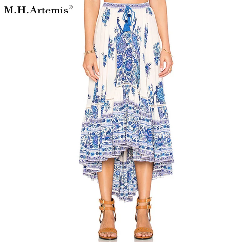 M H Artemis Summer Skirt Boho Chic Elegant Floral Print Long Skirts Womens Long Skirt High Waist 2017 Beachwear Saia Faldas Long Skirt High Waist Skirt High Waistsaia Faldas Aliexpress