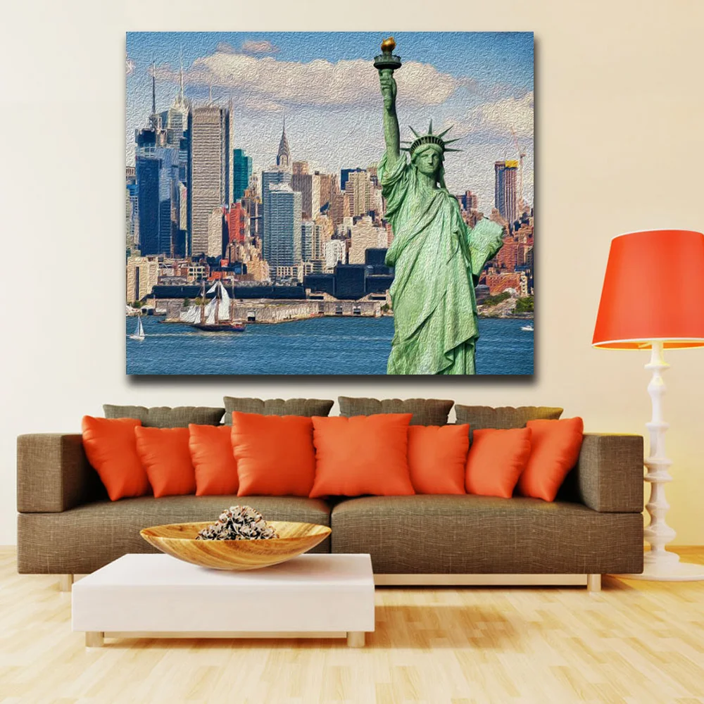 Embelish 1 Pieces Large New York Ciry Skyline Seascape Wall Art Picture For Living Room HD Canvas Oil Painting Home Decor Poster | Дом и сад