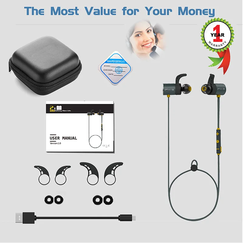Original Plextone BX343 Wireless Bluetooth Earphone IPX5 waterproof Portable HIFI bass stereo High-end Sport with mic Headset