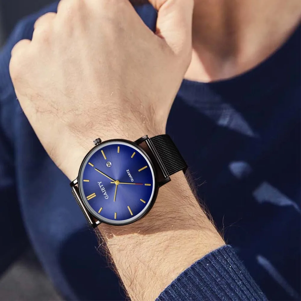 

Men's Watch Simple Thin Scale Dial Business Quartz Wristwatch Clock Best Sale Alloy Mesh Strap Top Brand GAIETY Erkek Saat@50