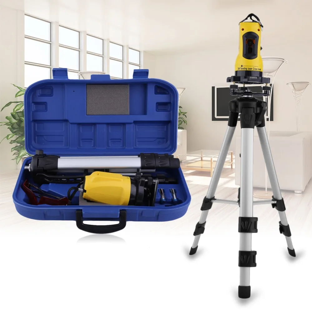 

Professional High Performance Laser Level 650nm Leveling Instrument With Tripod Multifunction Vertical Horizontal Line Tools