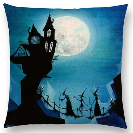 Алиса сны милый кот волшебная луна ночь чудес Изумрудный лес ведьмы Хэллоуин танец подушка для дивана бросок наволочка - Цвет: 13