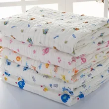 Тонкое одеяло из хлопка, 6 слоев, хлопок, с принтом, 110x110 см, детское одеяло, 340 г, 10 шт