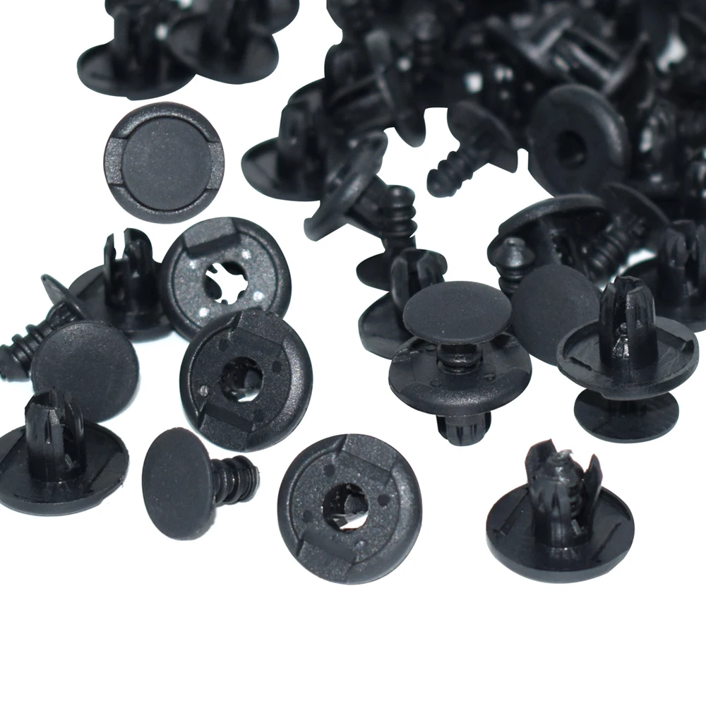 

50 x 8mm Hole Nylon Car Door Trim Panel Clips Plastic Plug Rivet Push Bumper Fender Clip Black for Automotive SUV Truck Bus