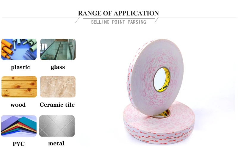 3 м двусторонняя акриловая, Vhb пены кран 4950 Vhb лента para металла, espesor 1,1 мм Толщина 10-30 мм