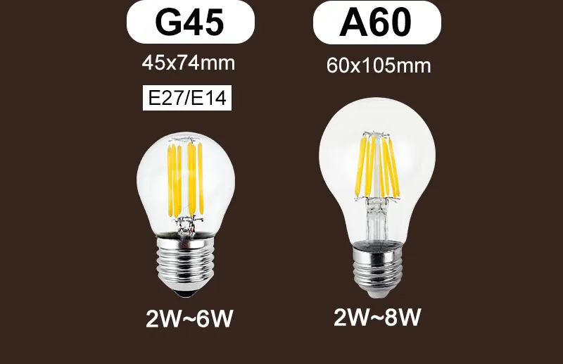 Gitex Ретро светодиодный лампочка накаливания 27 светодиодный лампочка 2 Вт 4 Вт 6 Вт 8 Вт 220 в 240 В светодиодный лампочка эдисона E14 винтажная стеклянная Свеча Освещение