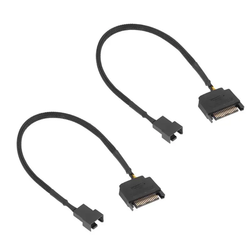 ALLOYSEED 2pcs Sleeved SATA 15Pin to Small 4Pin Fan Power Adapter