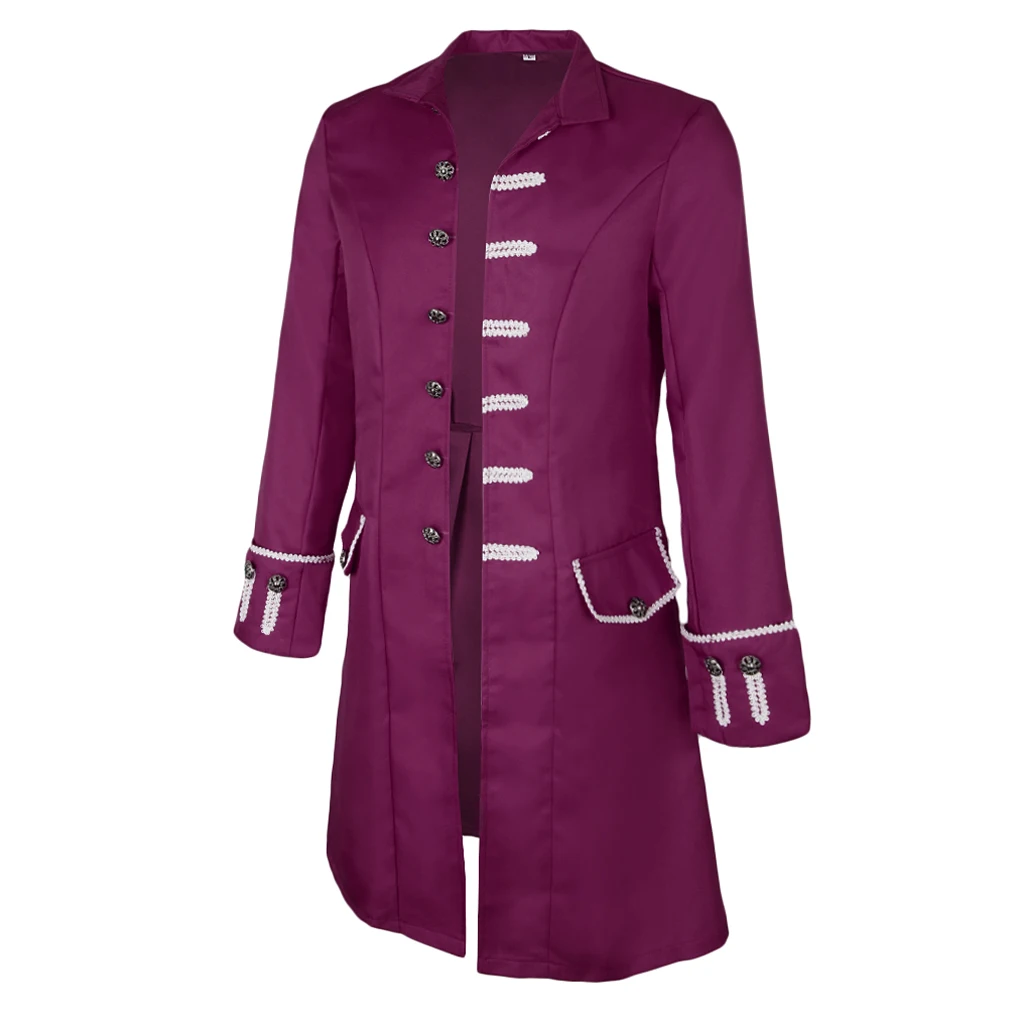 Men's Victorian Frock Coat Gothic Steampunk Jacket Vintage Tailcoat Cosplay Drama Playing Costume Overcoat