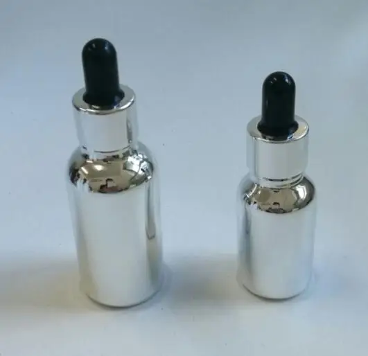 

100PCS 30ml silver glass dropper bottles with BLACK RUBBER TIP and 100pcs 15ml silver dropper bottle with with BLACK RUBBER TIP