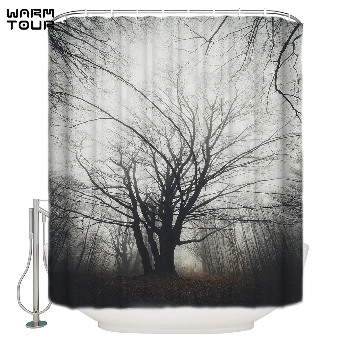 WARMTOUR Shower Curtain Branch Tree Forest Extra Long Fabric Bath Curtains Bathroom Decor with Hooks | Дом и сад