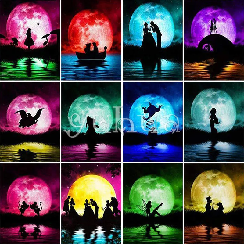 5D DIY Diamond embroidery Princess Full Square Diamond painting Disney Cross stitch Cartoon Full Round Diamond mosaic color Art#_