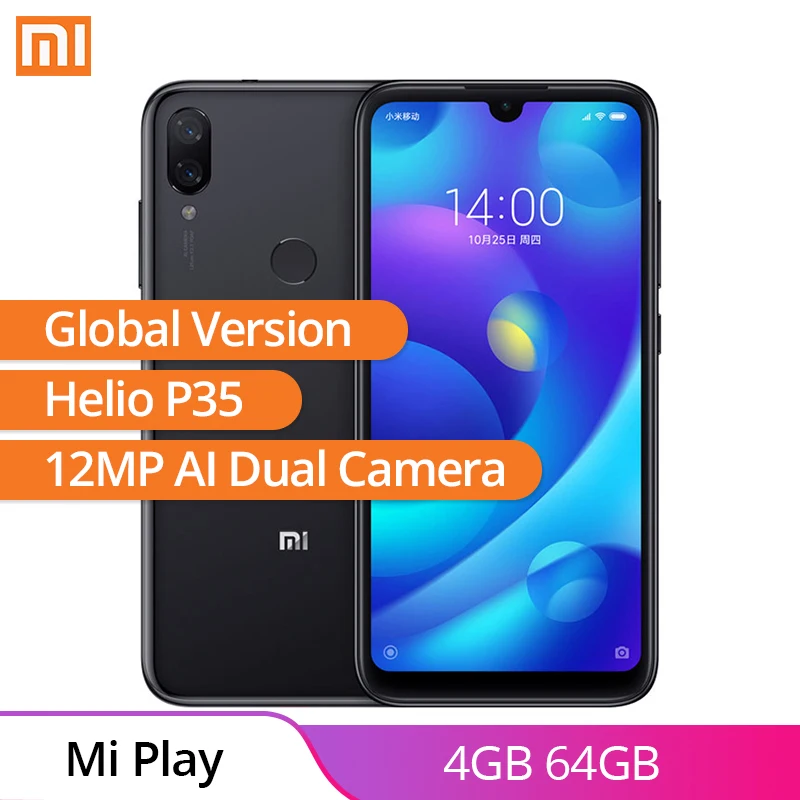 Местная доставка глобальная версия Xiaomi Mi Play 4 Гб 64 Восьмиядерный Helio P35 5 84 &quotкапли