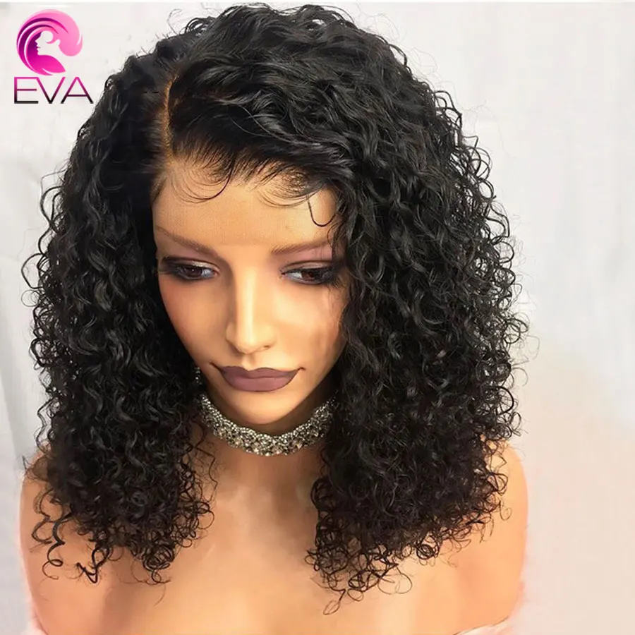 

Eva 13x6 Lace Front Human Hair Wigs Jerry Curly 370 Lace Frontal Wig Pre Plucked With Baby Hair Brazilian Remy Fake Scalp Wig