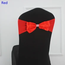 Красный Цвет стул створки атласа стул створки спандекс лайкра галстук-бабочка подходят для всех стулья свадебный банкет отеля украшение партии