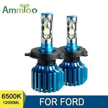 AmmToo 2 шт. светодиодный фонарь для автомобильных фар 12 В CSP 6500 K 12000Lm 72 Вт автомобильный DRL противотуманный фонарь для Ford Focus/Fiesta/Ranger/Mondeo/Fusion/Kuga