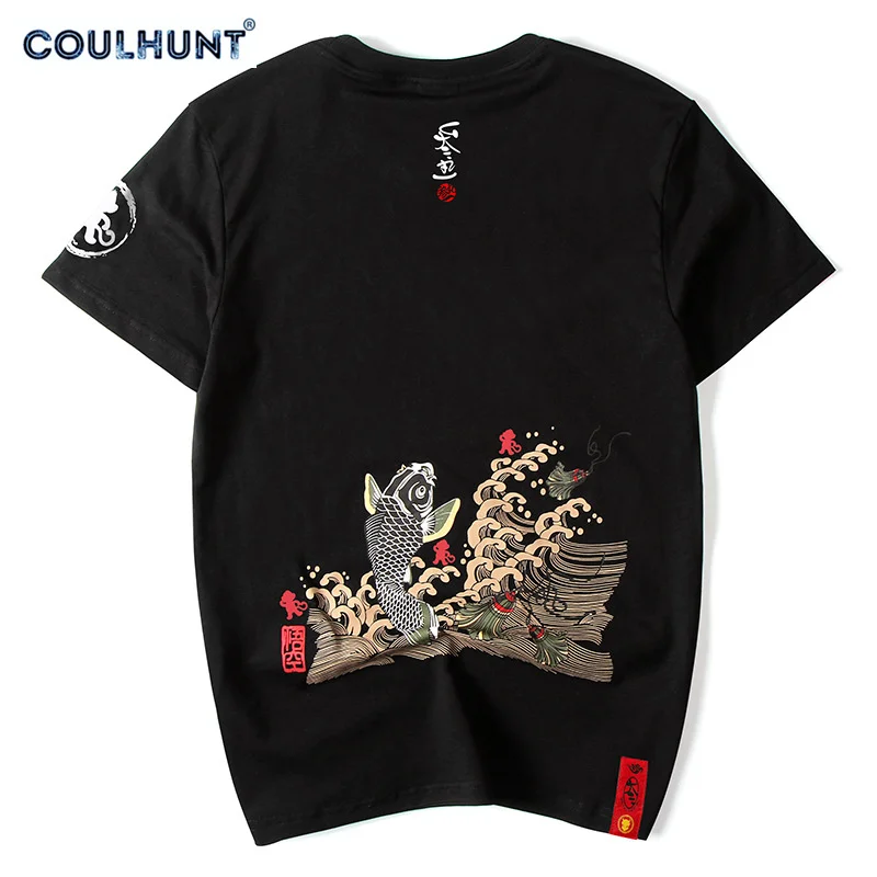 

Chinese Ethnic Retro Carp Cotton T Shirt 5XL Plus Size Streetwear Ukiyo E Short Sleeve Traditional T-shirt Harajuku O Neck Mens