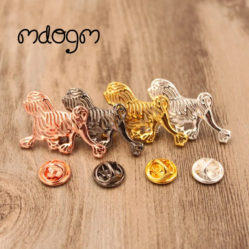 Mdogm Cute Lowchen Dog Animal Brooches And Pins Wholesale Suit Metal Small Father Birthday Funny