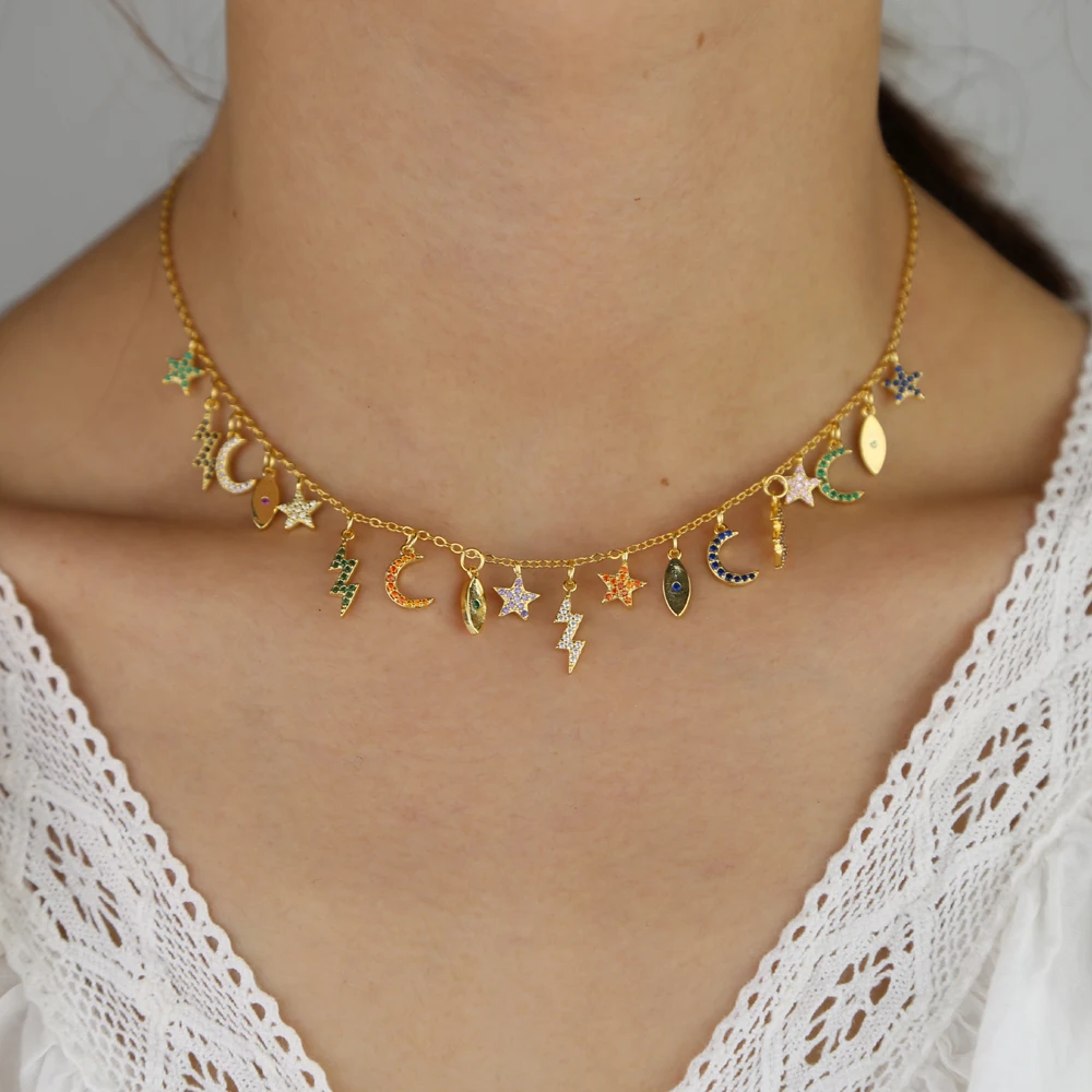 Красочное многослойное очаровательное роскошное женское ожерелье, позолоченное модное массивное ожерелье