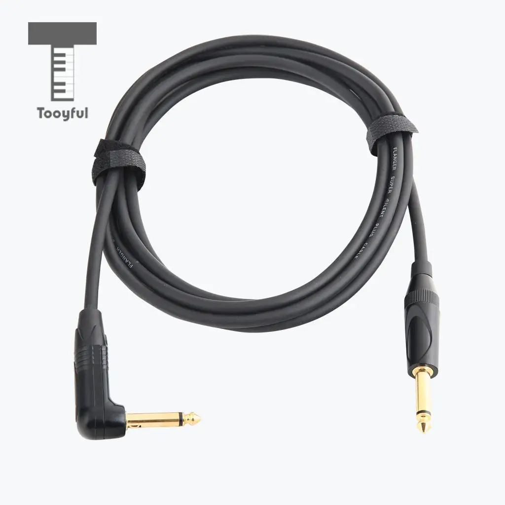 Tooyful Super Electric Guitar Cable Black Straight Jack to Angle Bass