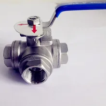 " DN25 женский шаровой клапан из нержавеющей стали Т-образного трехходового соединения, нержавеющая сталь 304