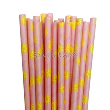 100 шт смешанных цветов питьевой розовая бумага соломинки желтый Маргаритка печатных, цветок Ретро соды день рождения, торт Попс, свадебный душ