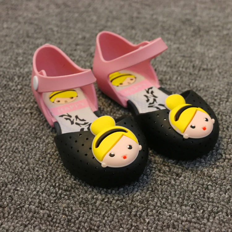 Летние милые сандалии для девочек прозрачная обувь принцессы с принтом Водонепроницаемая Нескользящая дышащая детская обувь яркие цвета
