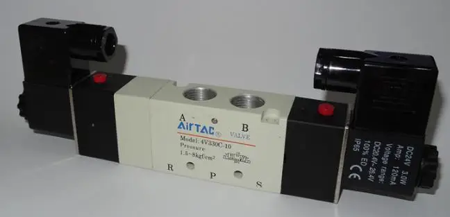

Free Shipping 2pcs In Lot 5 Port 3 Position 3/8" Inner Guide 4V330C-10 Double Head Air Solenoid Valve Voltage Optional