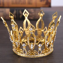Vintage Gold Women Hair Jewelry Headdress Crystal Tiaras And Crowns Bridal Queen King Diadem Wedding Hair