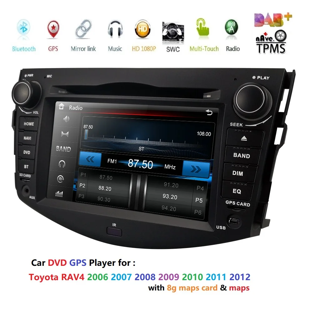 7.0 inch Car DVD GPS Stereo Player Head Unit For TOYOTA RAV4 2006 - 2012 Car Multimedia Player moto auto radio audio rds usb dab