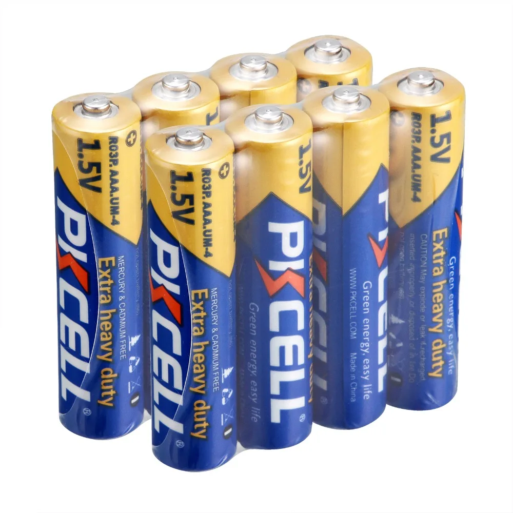 

8pcs/lot Pkcell AAA Battery 1.5V R03P Heavy Duty Zinc Carbon 3A Dry Batteries 1.5Volts Single Use Battery